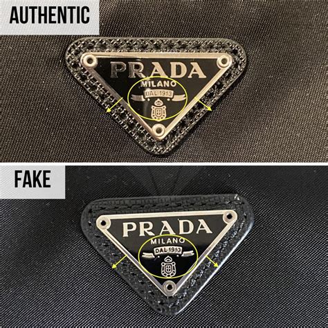 fake prada triangle logo|real prada bag.